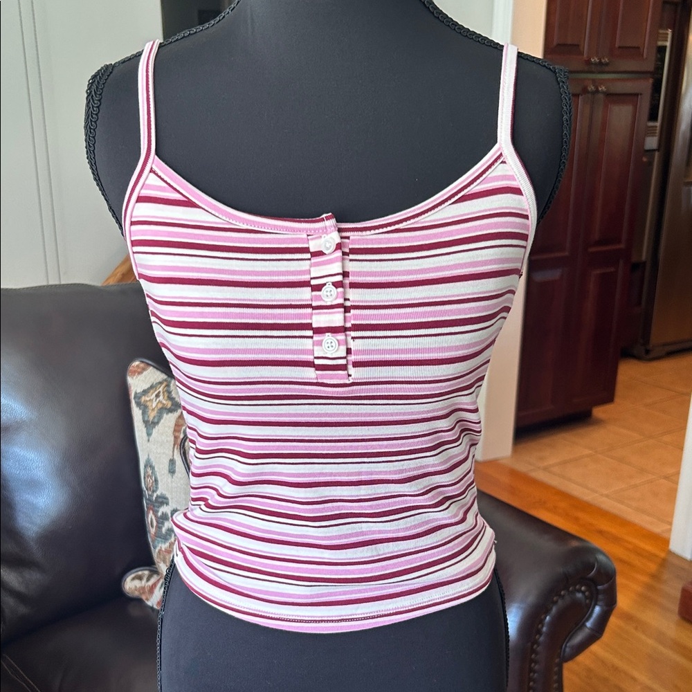 Forever 21 Striped Camisole with Button Detail